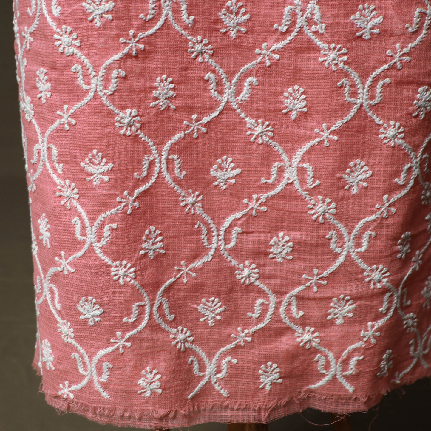 Lucknowi Hand Embroidered Kota Doria Cotton Chikankari 2pc Unstitched Dress Material 133