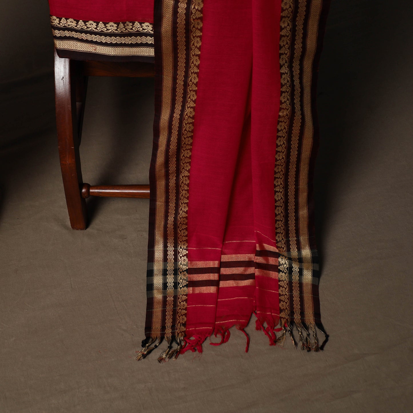 Dharwad Mercerised Cotton 3pc Unstitched Dress Material Suit Set with Woven Border 30