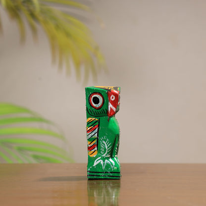 Owl - Traditional Burdwan Wood Craft Handpainted Sculpture (Medium) 55