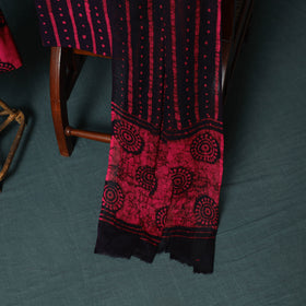 Kutch Hand Block Batik Print Cotton 3pc Unstitched Dress Material Suit Set 07