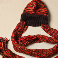 Orange - Kumaun Hand Knitted Woolen Muffler Cap 79