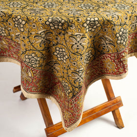 Yellow Original Pedana Kalamkari Block Printed Cotton Table Cover