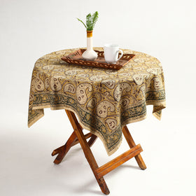  Yellow Original Pedana Kalamkari Block Printed Cotton Table Cover