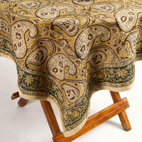  Yellow Original Pedana Kalamkari Block Printed Cotton Table Cover