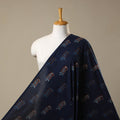 Blue Natural Dyed Block Print Cotton Nandana Fabric