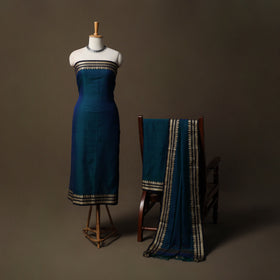 Dharwad Mercerised Cotton 3pc Unstitched Dress Material Suit Set with Woven Border 31