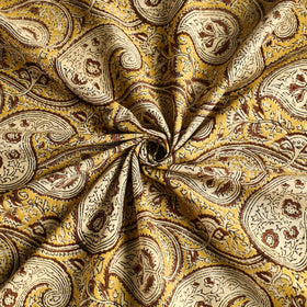  Yellow Original Pedana Kalamkari Block Printed Cotton Table Cover