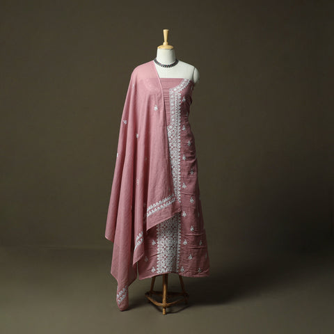 Lucknowi Hand Embroidered Kota Doria Cotton Chikankari 2pc Unstitched Dress Material 131