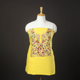 Yellow - 2pc kashida hand embroidery cotton unstitched