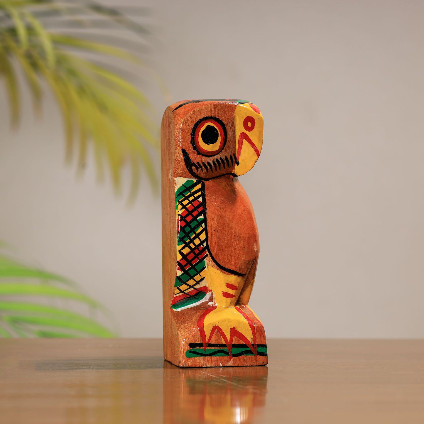 Owl - Traditional Burdwan Wood Craft Handpainted Sculpture (Small) 63
