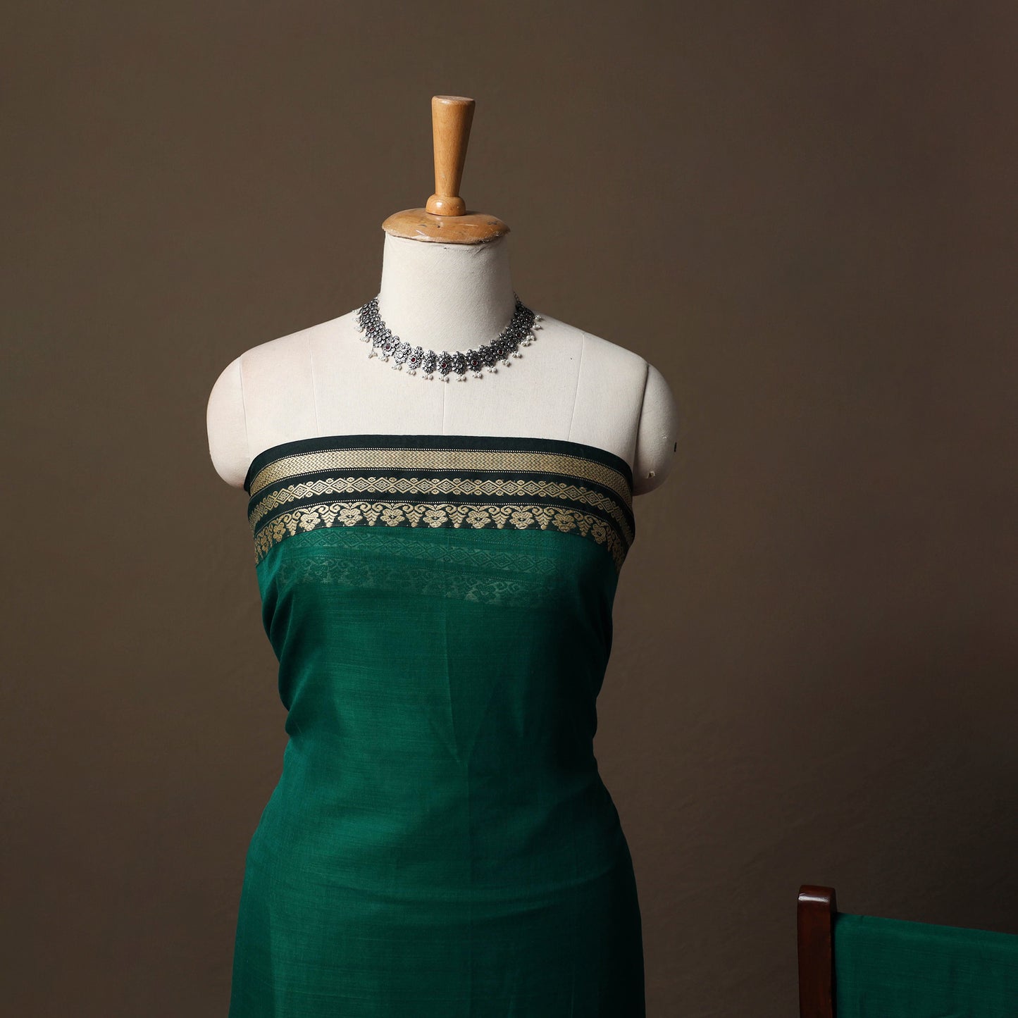 Dharwad Mercerised Cotton 3pc Unstitched Dress Material Suit Set with Woven Border 32