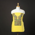  Yellow 2pc Kashida Hand Embroidery Cotton Dress Material