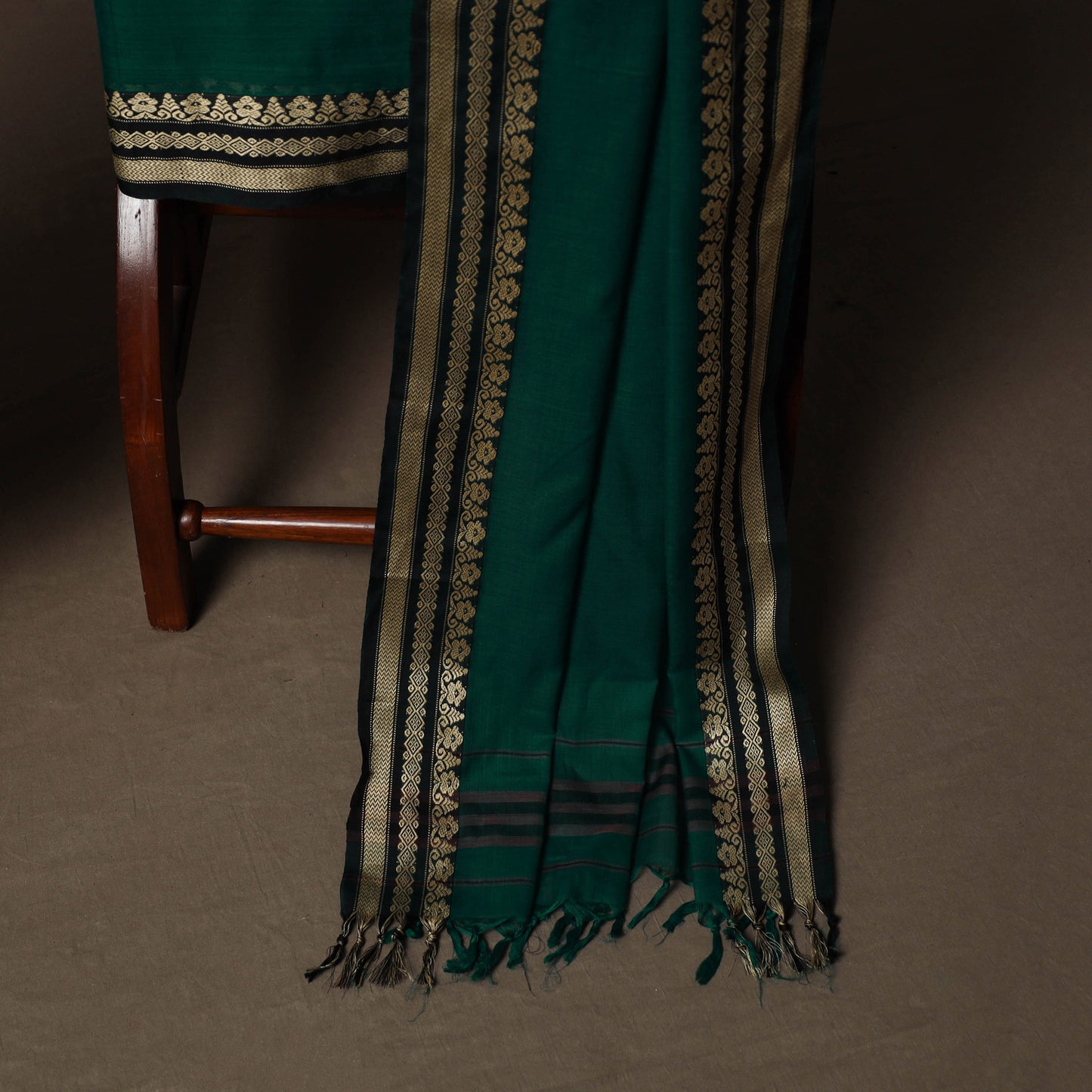 Dharwad Mercerised Cotton 3pc Unstitched Dress Material Suit Set with Woven Border 32