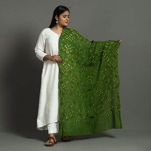 Green - Kutch Bandhani Tie-Dye Cotton Dupatta 71
