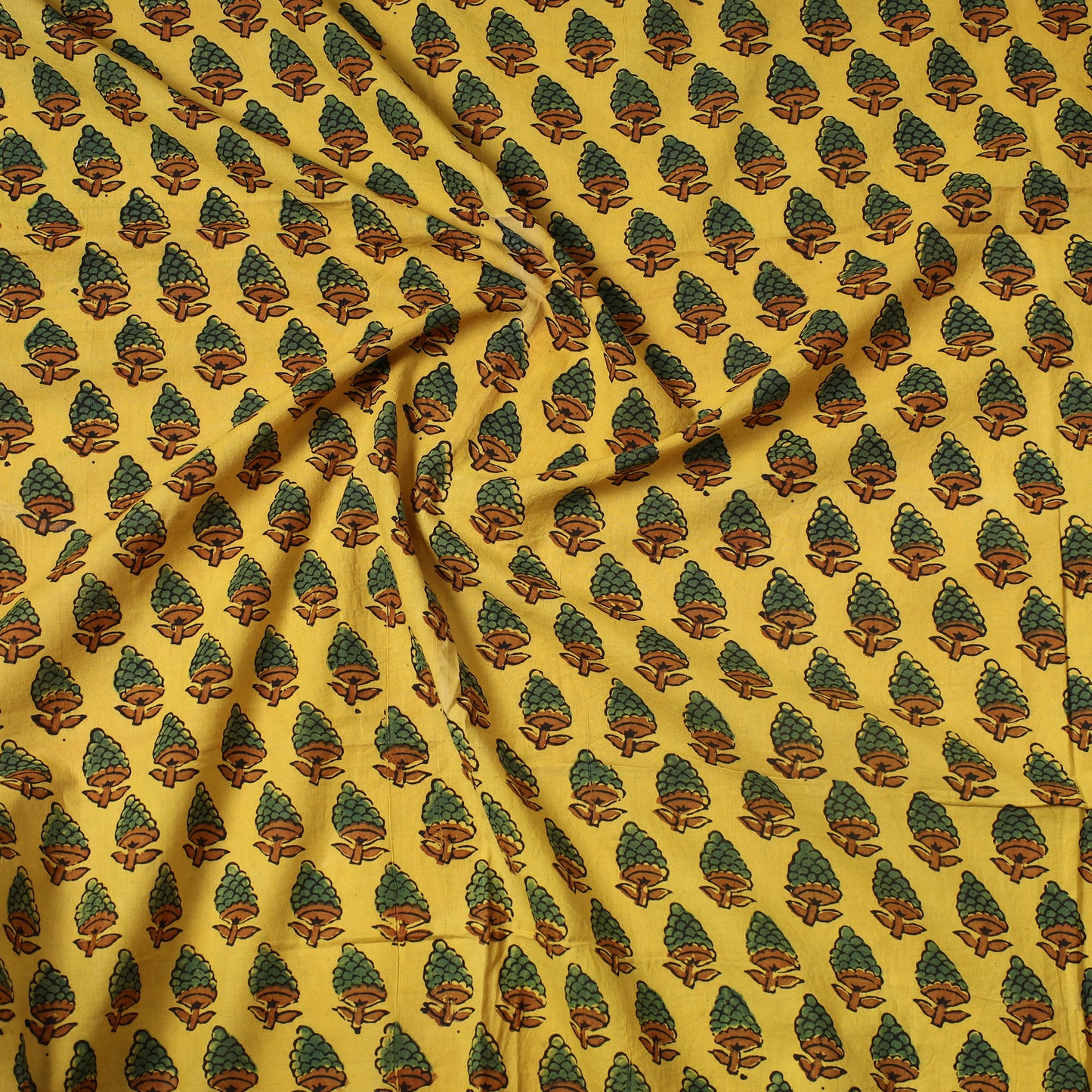 Yellow - Ajrakh Block Printed Cotton Precut Fabric (1 meter) 14