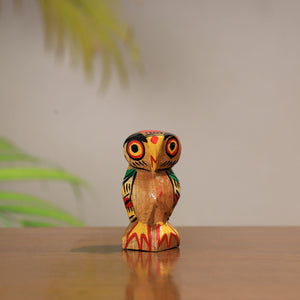 Owl - Traditional Burdwan Wood Craft Handpainted Sculpture (Small) 67