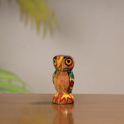 Owl - Traditional Burdwan Wood Craft Handpainted Sculpture (Small) 67