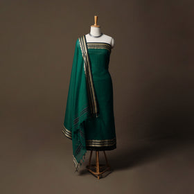 Dharwad Mercerised Cotton 3pc Unstitched Dress Material Suit Set with Woven Border 32