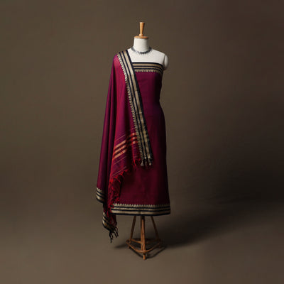 Dharwad Mercerised Cotton 3pc Unstitched Dress Material Suit Set with Woven Border 33