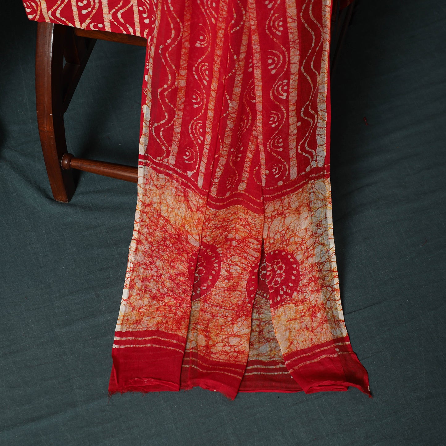 Kutch Hand Block Batik Print Cotton 3pc Unstitched Dress Material Suit Set 10