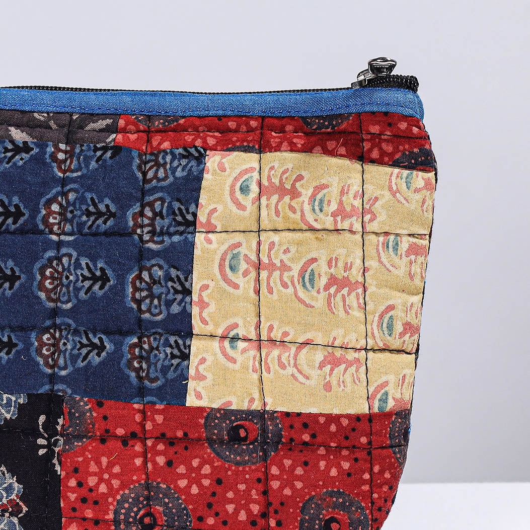 Handmade Cotton Fabric Quilted Patchwork Utility Pouch