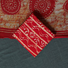 Kutch Hand Block Batik Print Cotton 3pc Unstitched Dress Material Suit Set 10