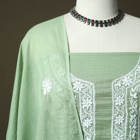 Lucknowi Hand Embroidered Kota Doria Cotton Chikankari 2pc Unstitched Dress Material 130