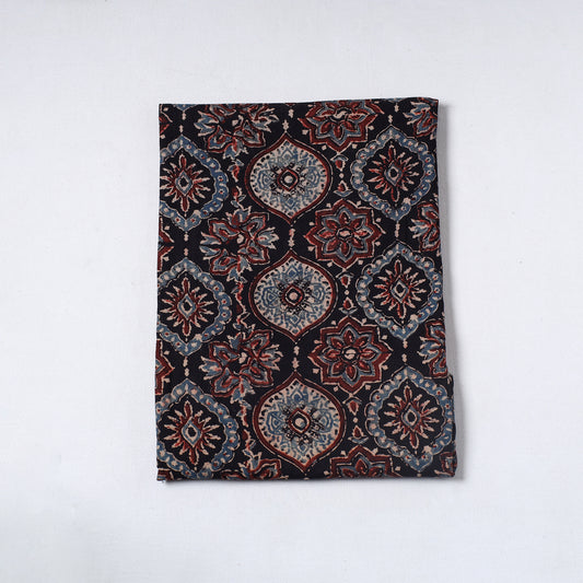 Black - Ajrakh Block Printed Cotton Precut Fabric (0.9 meter) 17
