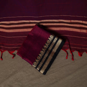 Dharwad Mercerised Cotton 3pc Unstitched Dress Material Suit Set with Woven Border 33