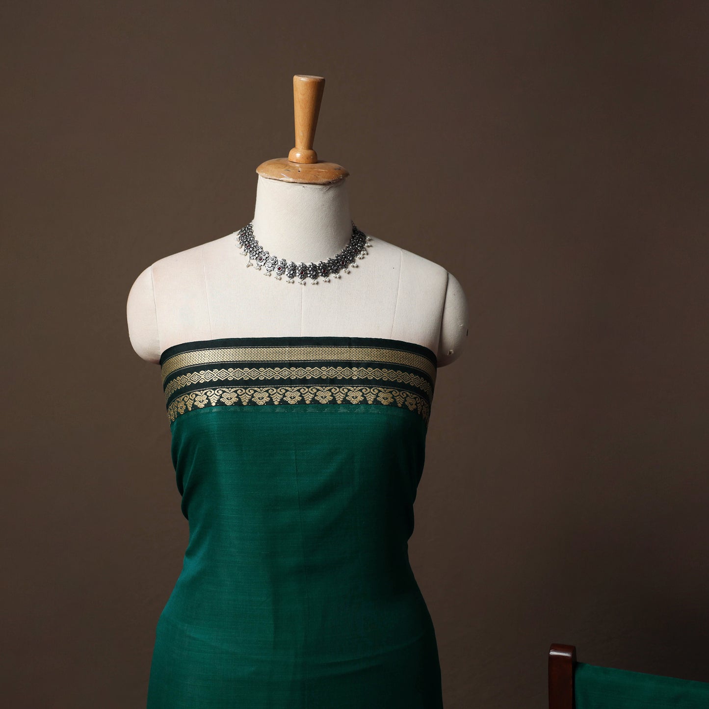 Dharwad Mercerised Cotton 3pc Unstitched Dress Material Suit Set with Woven Border 34