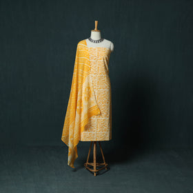 Kutch Hand Block Batik Print Cotton 3pc Unstitched Dress Material Suit Set 11