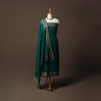 Dharwad Mercerised Cotton 3pc Unstitched Dress Material Suit Set with Woven Border 34