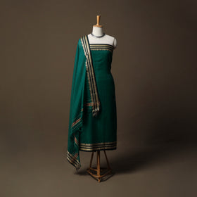 Dharwad Mercerised Cotton 3pc Unstitched Dress Material Suit Set with Woven Border 35