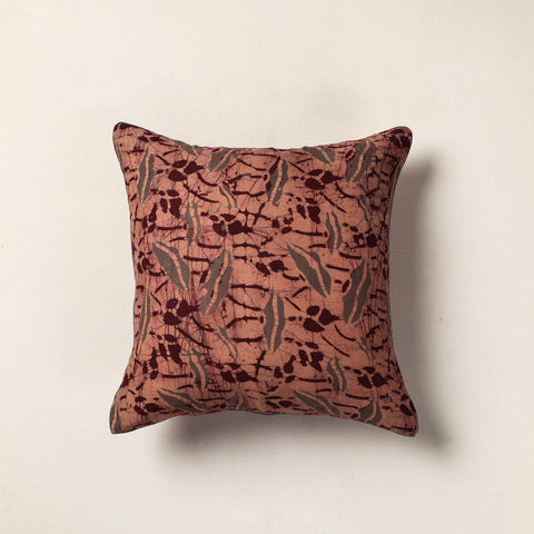 Maroon Hand Batik Printed Cotton Cushion Cover