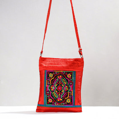 Red - Kutch Embroidery Mirror Work Sling Bag