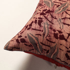 Maroon Hand Batik Printed Cotton Cushion Cover