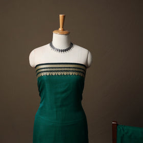 Dharwad Mercerised Cotton 3pc Unstitched Dress Material Suit Set with Woven Border 35