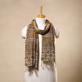 Yellow Kalamkari Print Handloom Cotton Mangalagiri Stole