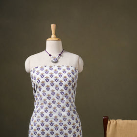 Designer! Block Print Cotton Dress Material with Jewellery Set 