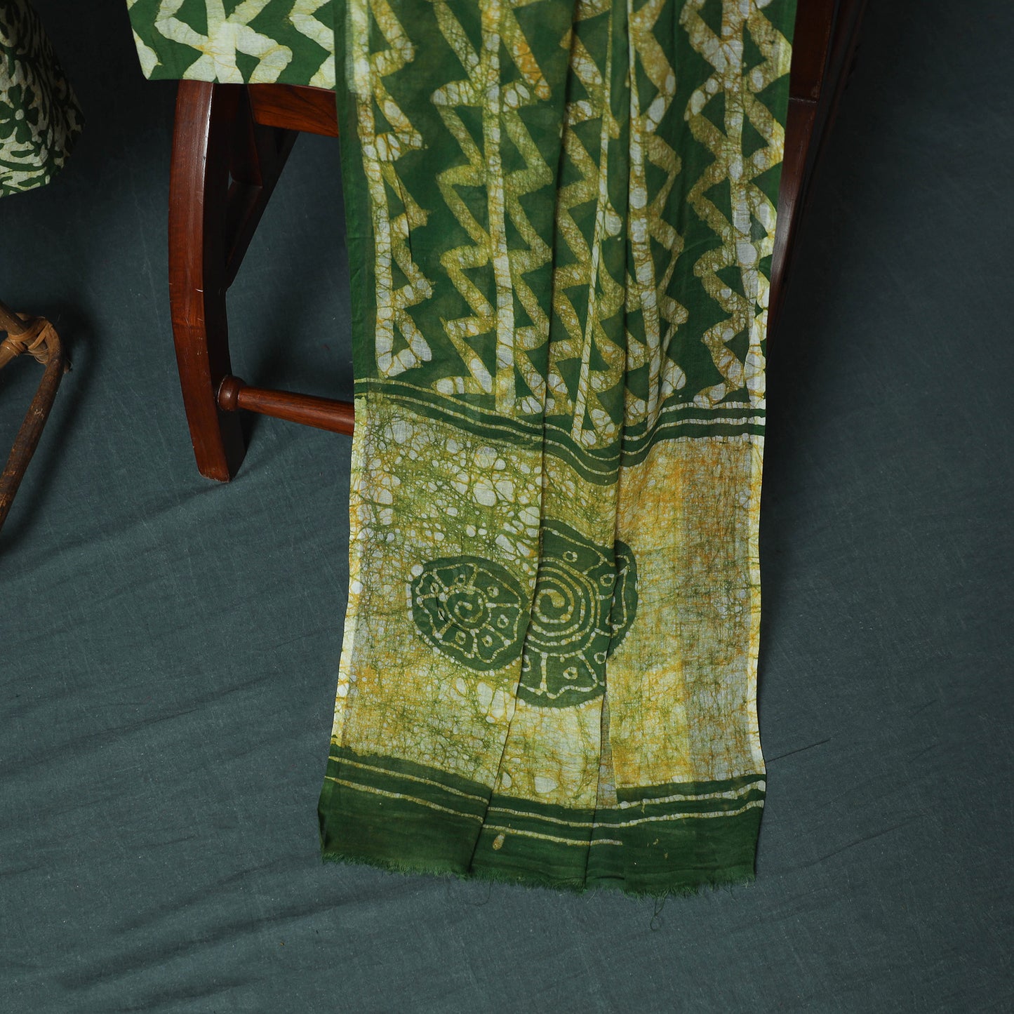 Kutch Hand Block Batik Print Cotton 3pc Unstitched Dress Material Suit Set 12
