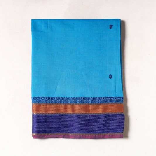 Blue - Kanchipuram Cotton Precut Fabric (2.4 Meter)