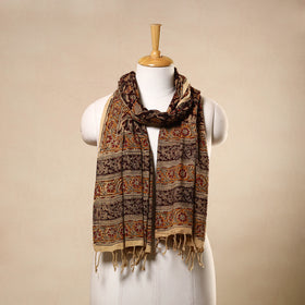 Multicolor Kalamkari Print Handloom Cotton Mangalagiri Stole