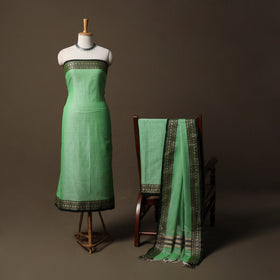 Dharwad Mercerised Cotton 3pc Unstitched Dress Material Suit Set with Woven Border 36