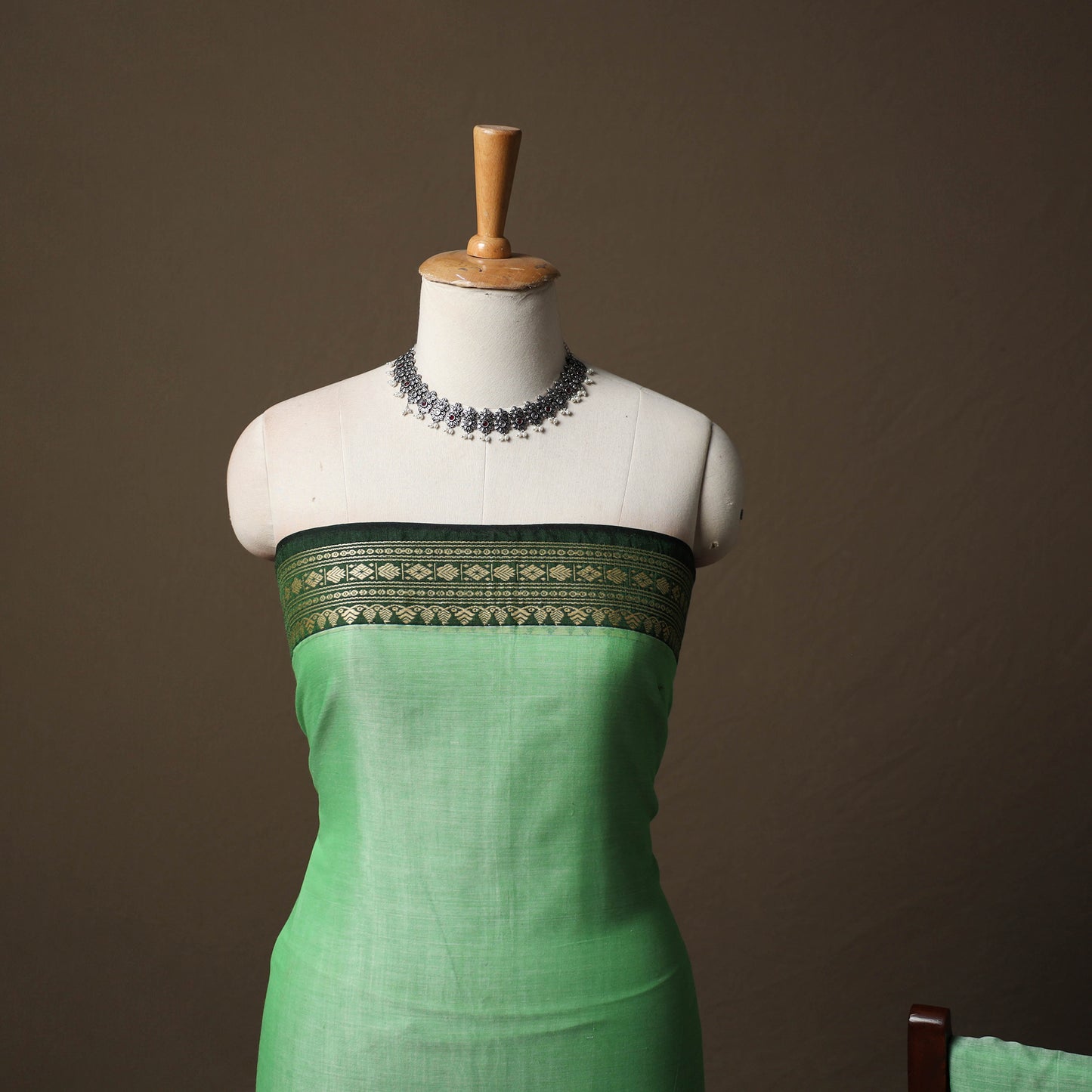 Dharwad Mercerised Cotton 3pc Unstitched Dress Material Suit Set with Woven Border 36