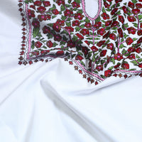 White - 2pc Kashida Hand Embroidery Cotton Dress Material 45