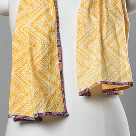 Yellow - sanganeri cotton stole 01 - handcrafted