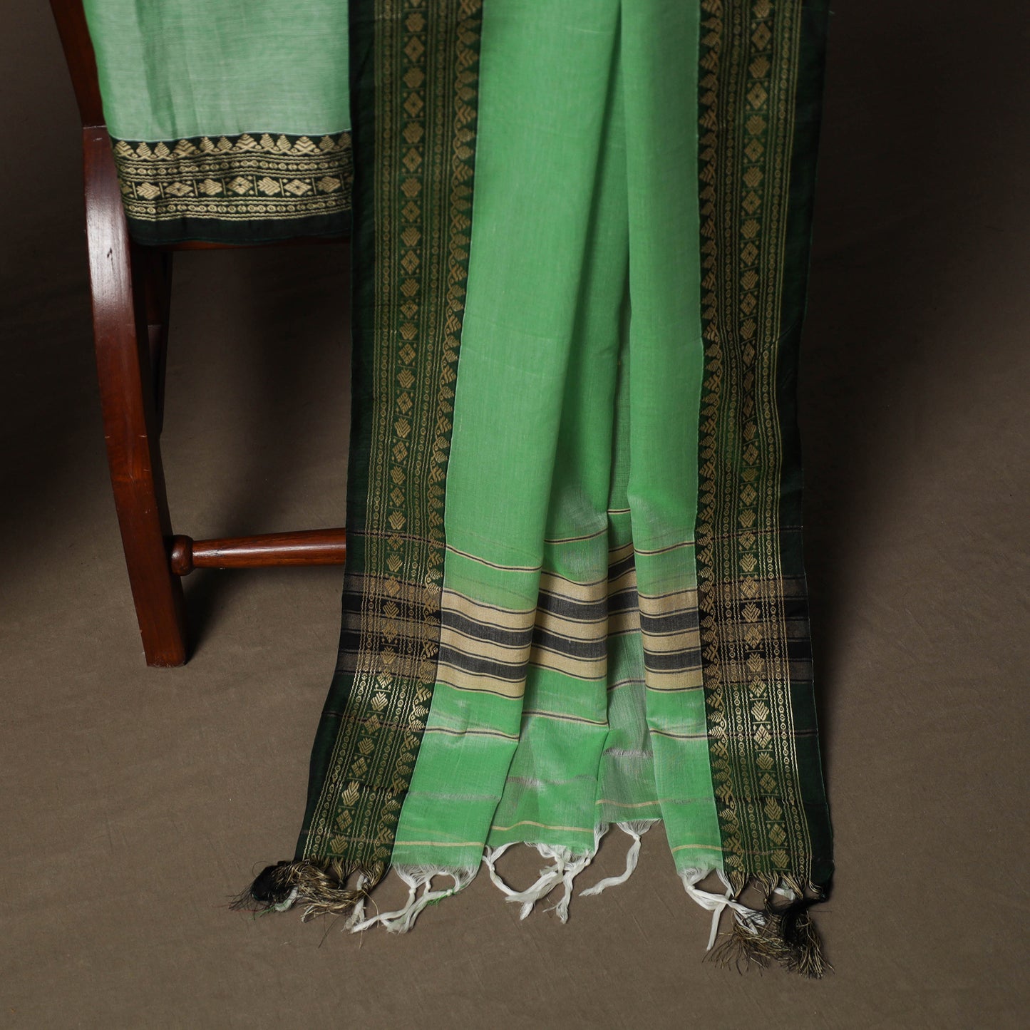 Dharwad Mercerised Cotton 3pc Unstitched Dress Material Suit Set with Woven Border 36