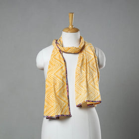 Yellow - sanganeri cotton stole 01 - handcrafted
