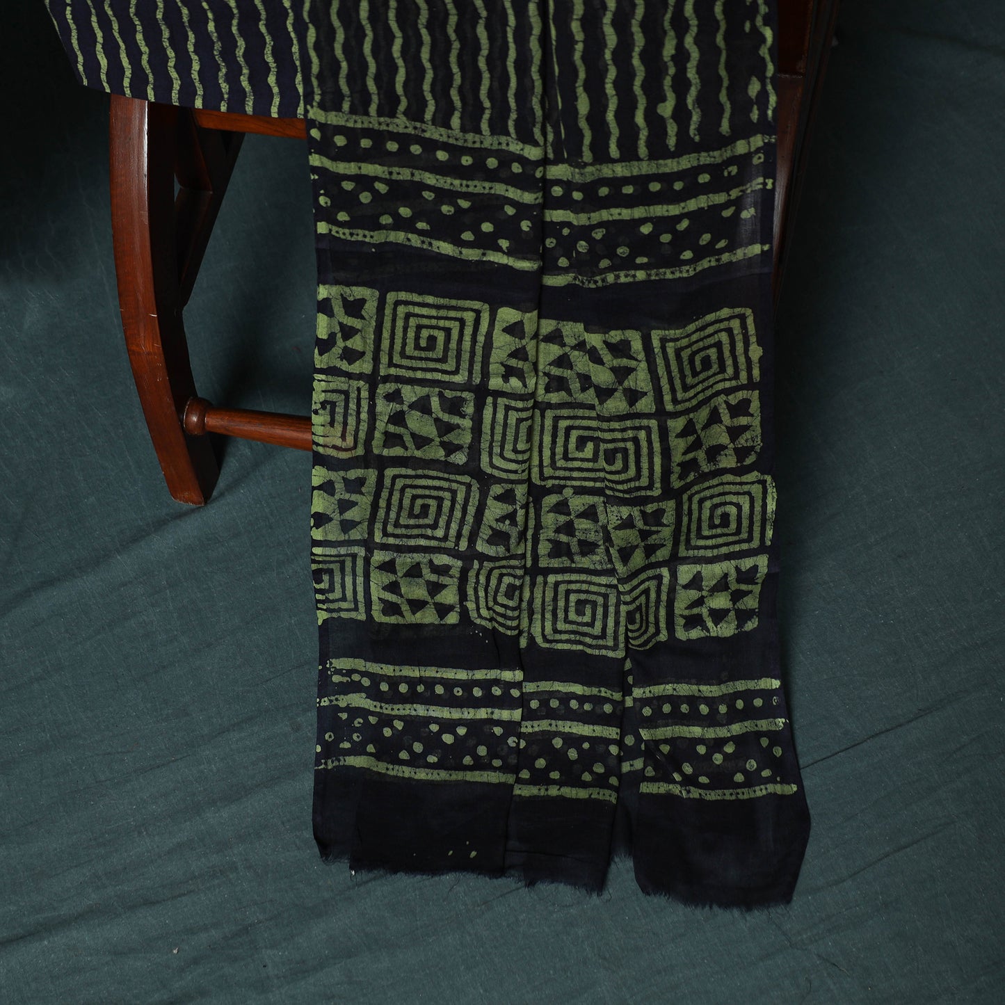 Kutch Hand Block Batik Print Cotton 3pc Unstitched Dress Material Suit Set 13