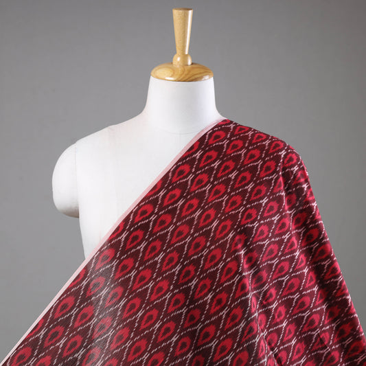 Maroon - Pochampally Ikat Weave Handloom Mercerised Cotton Fabric 09